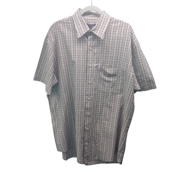 VANHEUSEN STUDIO Mens XL TALL Plaid Short Sleeve Button Down Shirt Pocket Casual - Picture 1 of 12